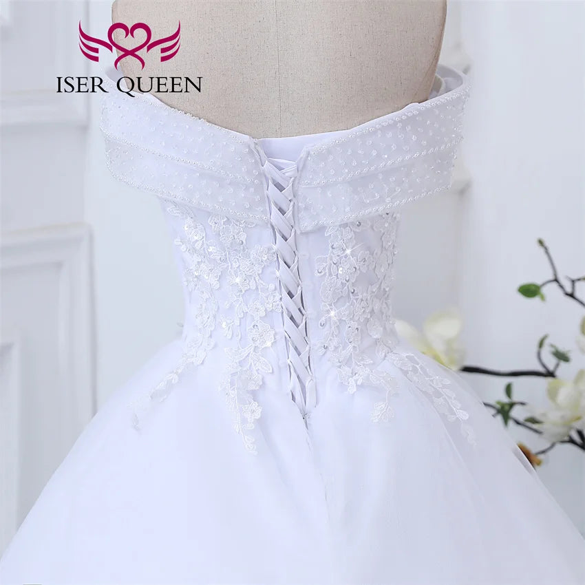Customized Crystal Beaded Quality Ball Gown Wedding Dress For Bride Plus Size Civil Wedding Dress 2025 With Train WX0366