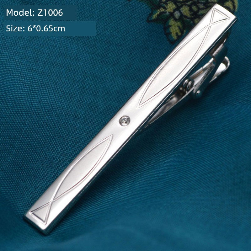 Tie Clip Male Minimalist Silver Fashion Formal Wear All-Match Tie Clip Sub Neckline Clip Laser Sculpture Laser Company Logo