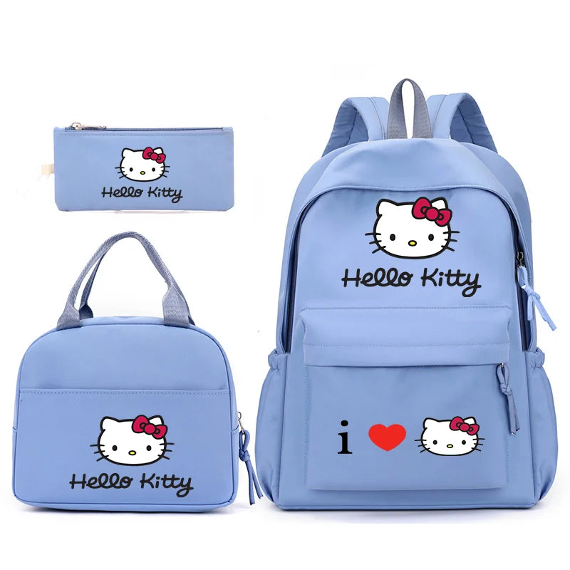 3pcs/Set Hello Kitty Backpack with Lunch Bag for Teenagers Student School Bags Casual Comfortable Travel Set