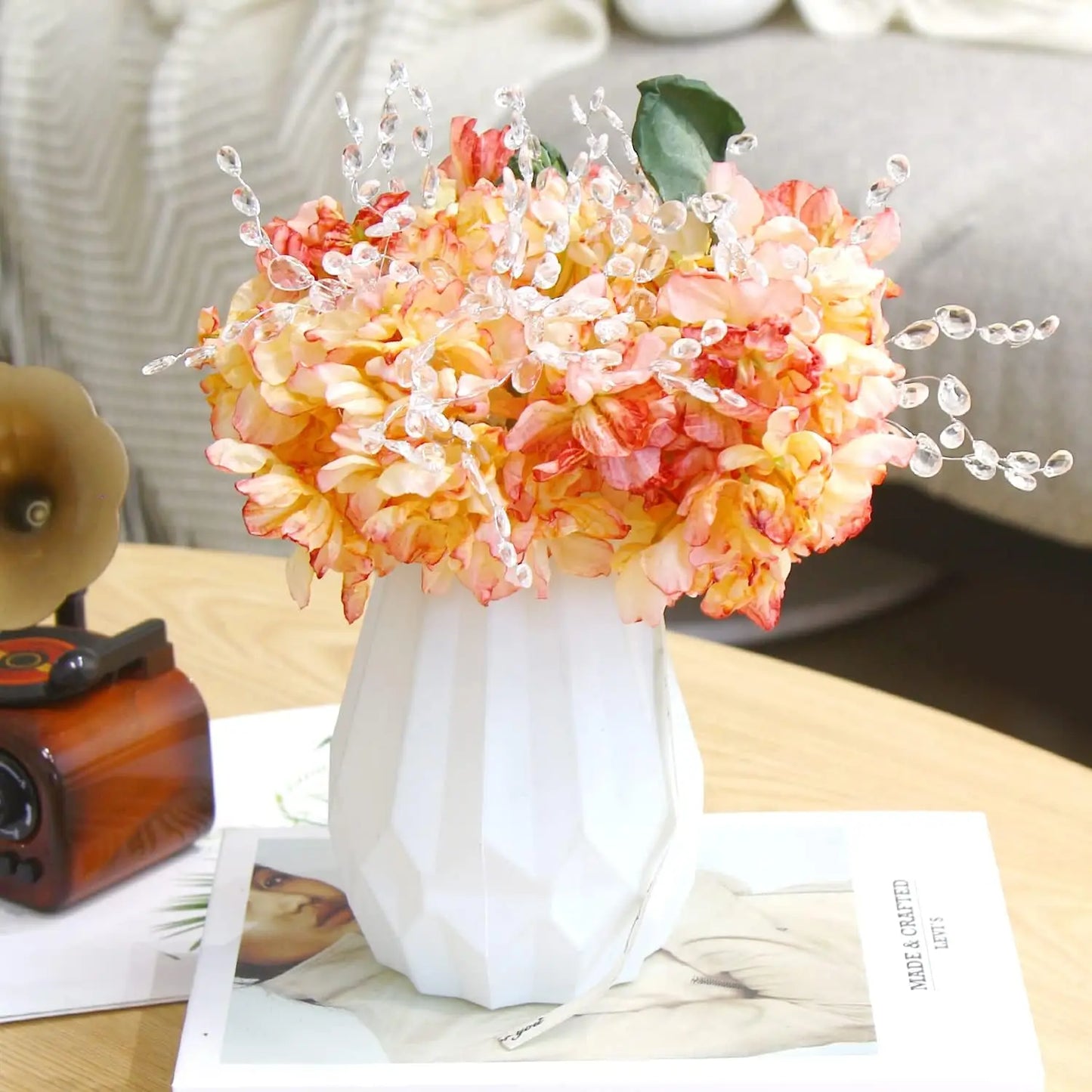 30/50pcs Artificial White Crystal Acrylic Water Droplet Handmade Wedding Bridal Bouquets Wreath Table DIY Gift Decor Accessories