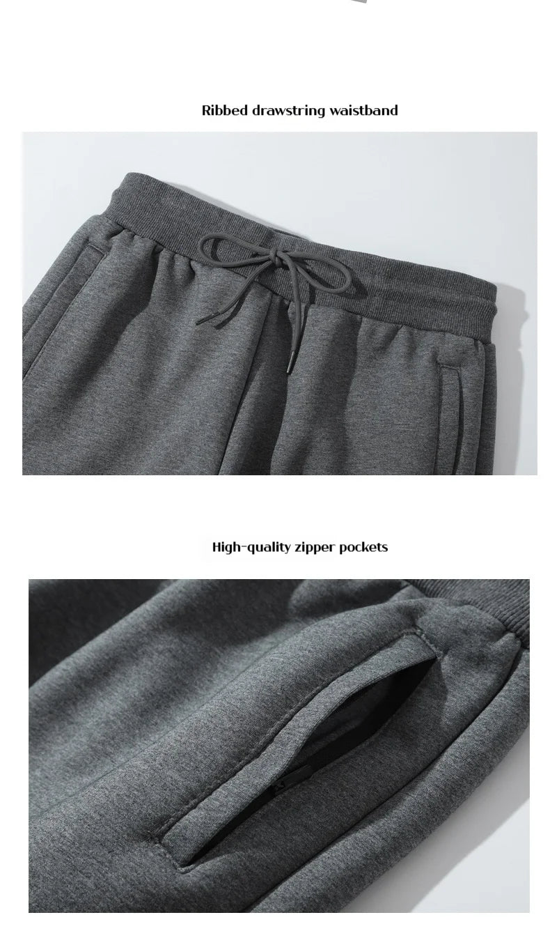 Winter Men's Fleece Joggers Elastic Waist Casual Wide Leg Sweatpants Thickened Thermal Sports Pants Hip hop Streetwear