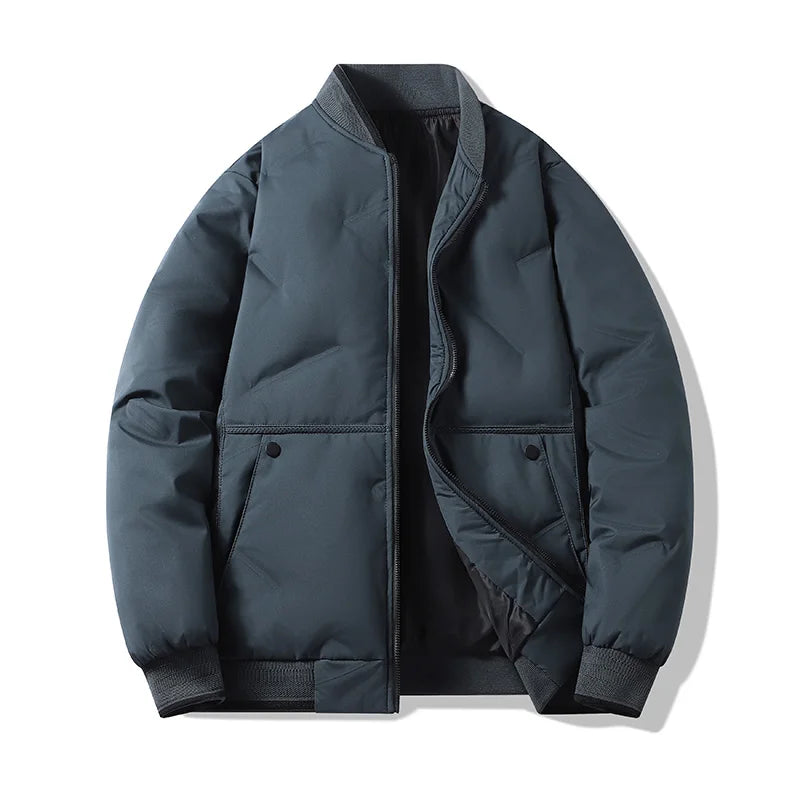Men's Jacket Autumn Winter Thickened Warm Comfortable Breathable Casual Coat Outdoor Solid Color Windproof Zippered Jacket
