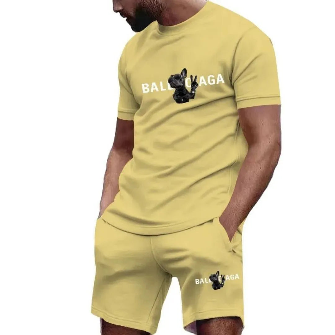 2025 summer new men's short sleeve and shorts T-shirt casual streetwear set summer daily casual 3d sports new series