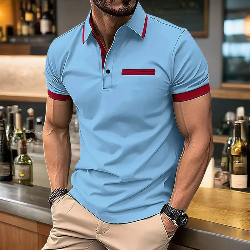 Summer Men's Short sleeved Polo Shirt Business Casual Collar T-shirt Plus Size Breathable Top European and American Plus size