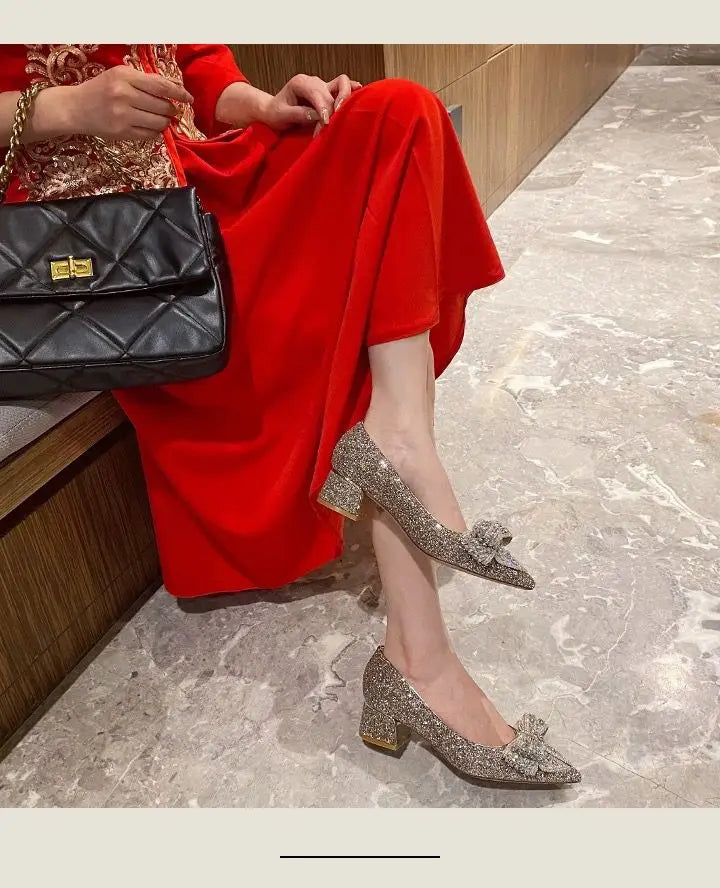 Women's Summer Footwear Stilito Rhinestone Shoes for Woman 2024 with Wedding Bride Genuine Mark Chic and Elegant A Comfortable E
