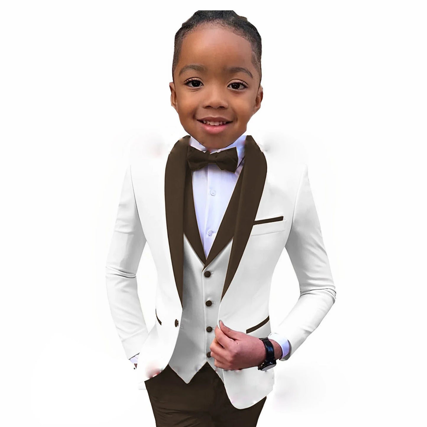 Suit For Boys White Jacket Royal Blue Collar 3 Piece Wedding Kids Tuxedo Formal Party Clothes 2-16 Years Old Children Suits