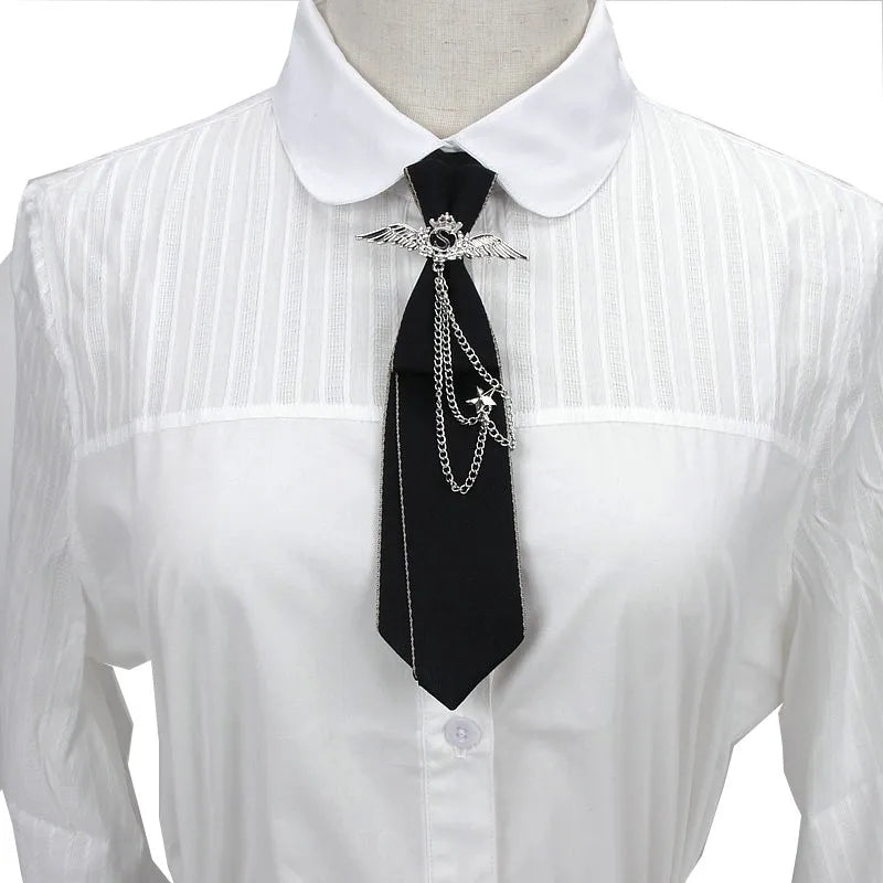 Retro Fabric Ribbon Rhinestone Black Bow Tie Collar Bowkont Cravat School Girl Boys Gifts for Women Clothing Jewelry Accessories