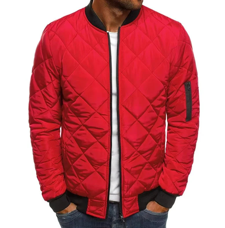 Winter New Jacket Men's Baseball Collar Mesh Pressed Lightweight Jacket Vintage Flight Casual Long Sleeve