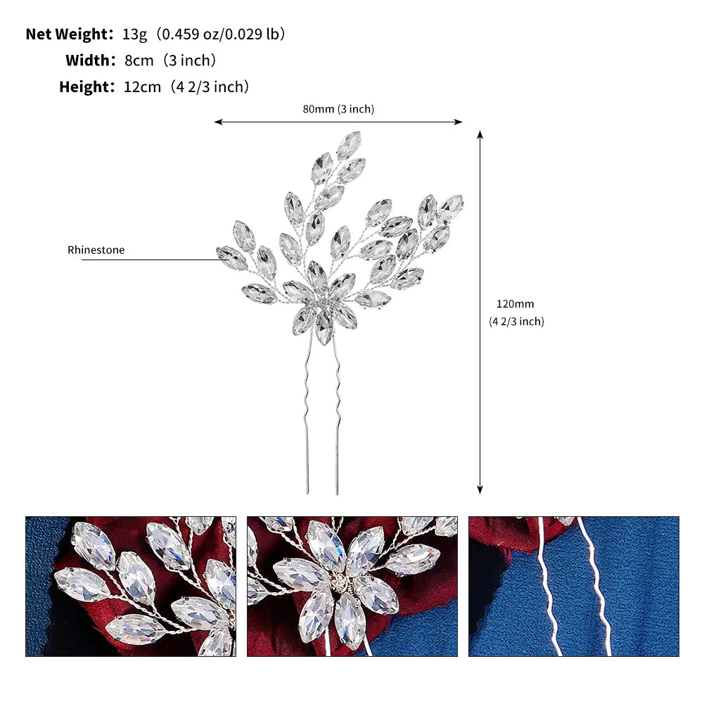 Fashion Pearl Rhinestone Flower Hair Pins barrette Bride Wedding Jewelry Accessories Hair Clips Headpiece For Women