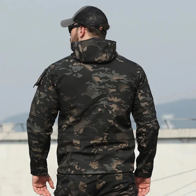 New Autumn WinterTactical Jackets Men Military Soft Shell Waterproof Windproof Hooded Jacket Outdoor Functional Multi-pockets