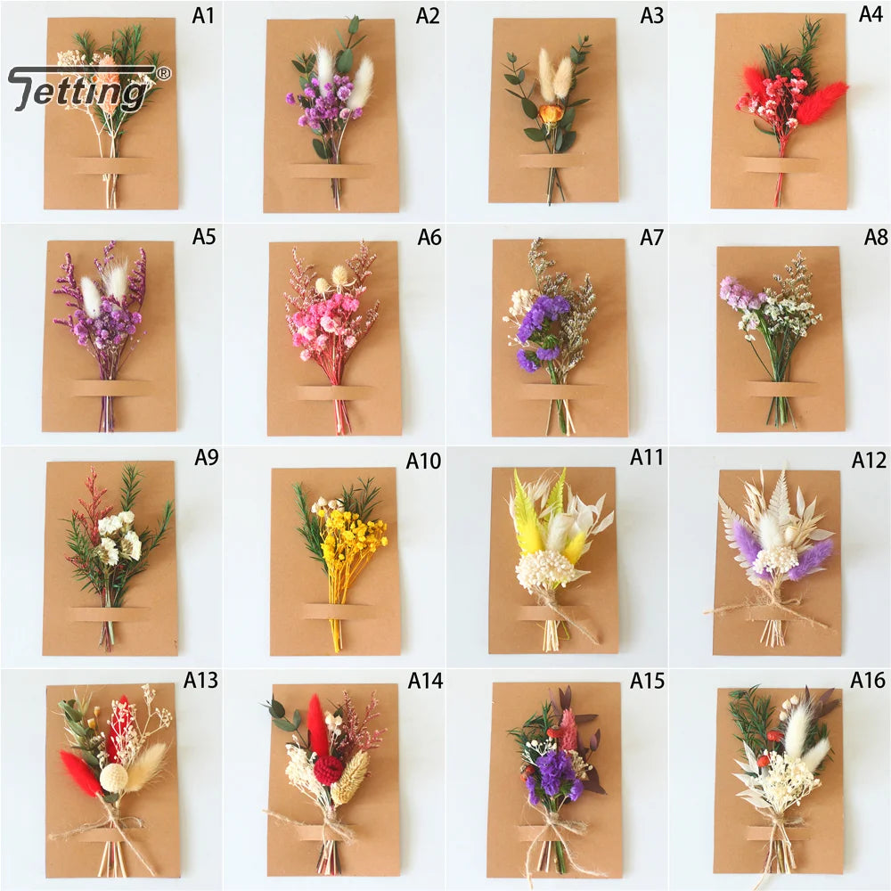Mini Natural Dry Flowers Bouquet Bridesmaid Boutonnieres Christmas Wedding Decor Valentine's Day DIY Floral Materials