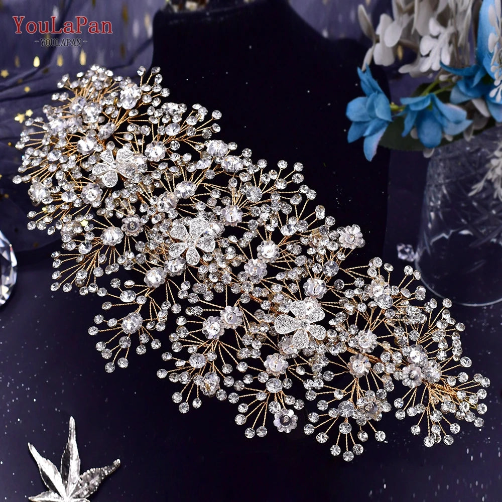 YouLaPan Luxury Women Belts Bling Rhinestone Accessories For Wedding Brides Alloy Flower Belts For Bridesmaid Dresses Sash SH240