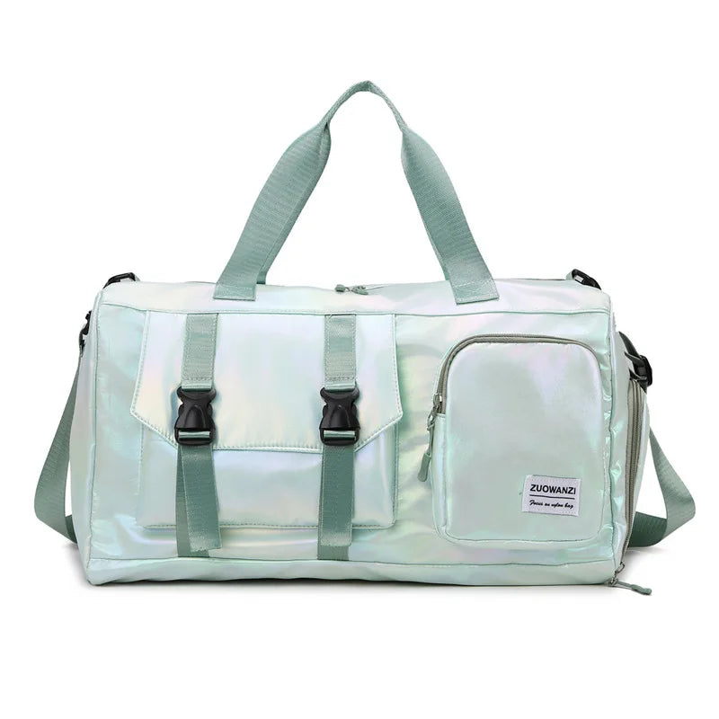 Pearl Glossy Gym Bag Women Fitness Training Handbag Waterproof Yoga Bags Wet Dry Separation Swimming Pack Female Travel Tote Bag