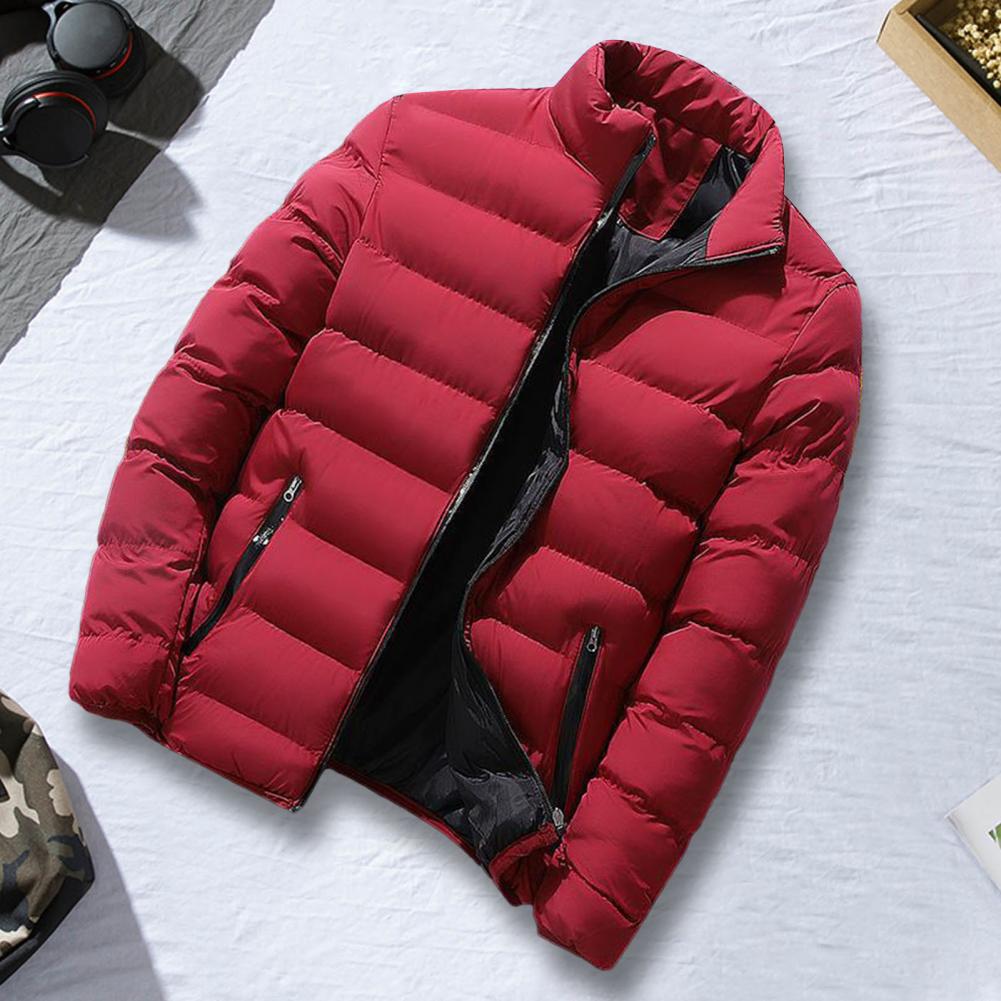 Padded Mens Jackets Winter Casual Windbreaker Stand Collar Thermal Coat Outwear Oversized Outdoor Camping Windproof Jacket
