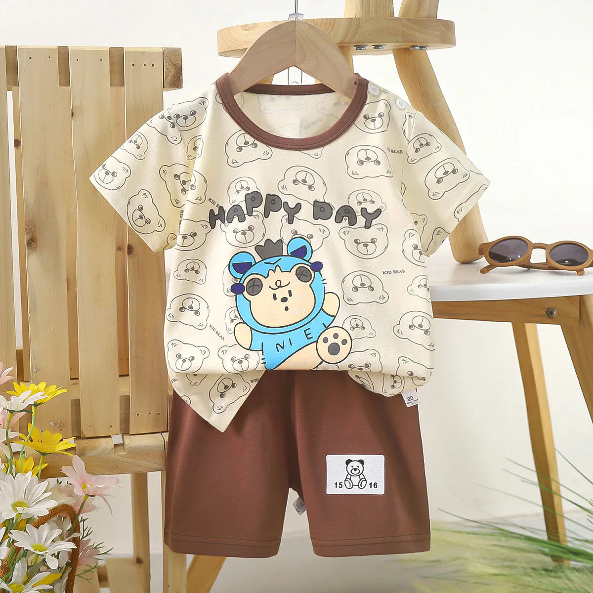 Children Clothing Suit Summer Cartoon Children's Sets Cotton T-Shirts Shorts Boys Girls Short Sleeve Kids Clothes