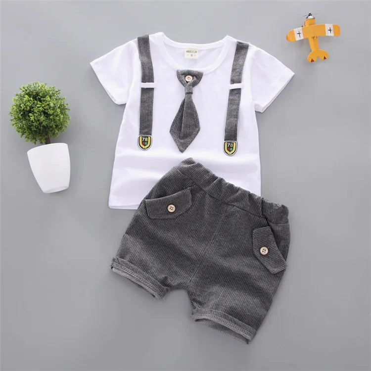 Summer Baby boys Clothing Suits Handsome Fashion Children's girls Short-Sleeved + Shorts Clothes 2 pcs Set