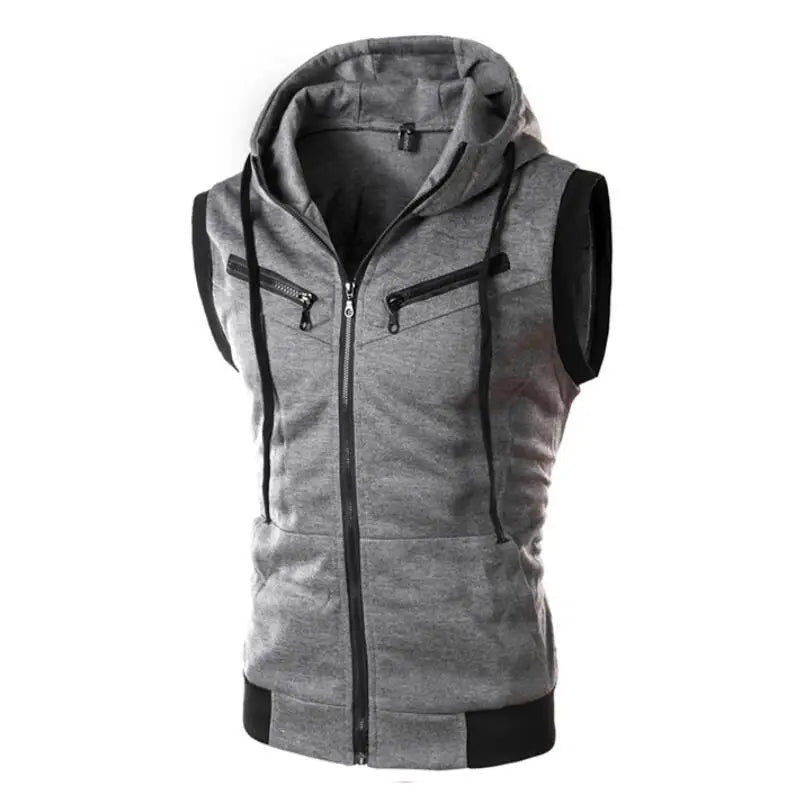 Men Summer Hooded Zipper Vest Mens Clothes Camouflage Tank Top Fitness Sweatshirt Sportswear Clothing Sleeveless Tanktop