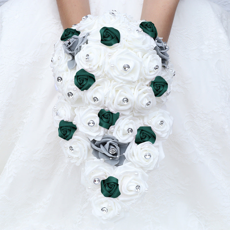 Waterfall New Wedding Bouquets for Bride and Bridesmaid Rose Rhinestones Hand Flower Party Wedding Decoration