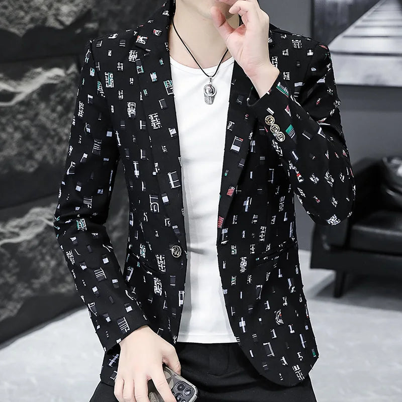 2024 Autumn Suit Men's Youth Slim Fashion Handsome Trend with Korean Version of A Small Suit Formal Single West Coat M-4XL