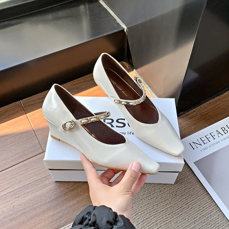 Woman Elegant High-heels 2025 Spring New Fashion French Style Soft Bottom Anti-slippery Versatile Chic Wedding Princess Shoes