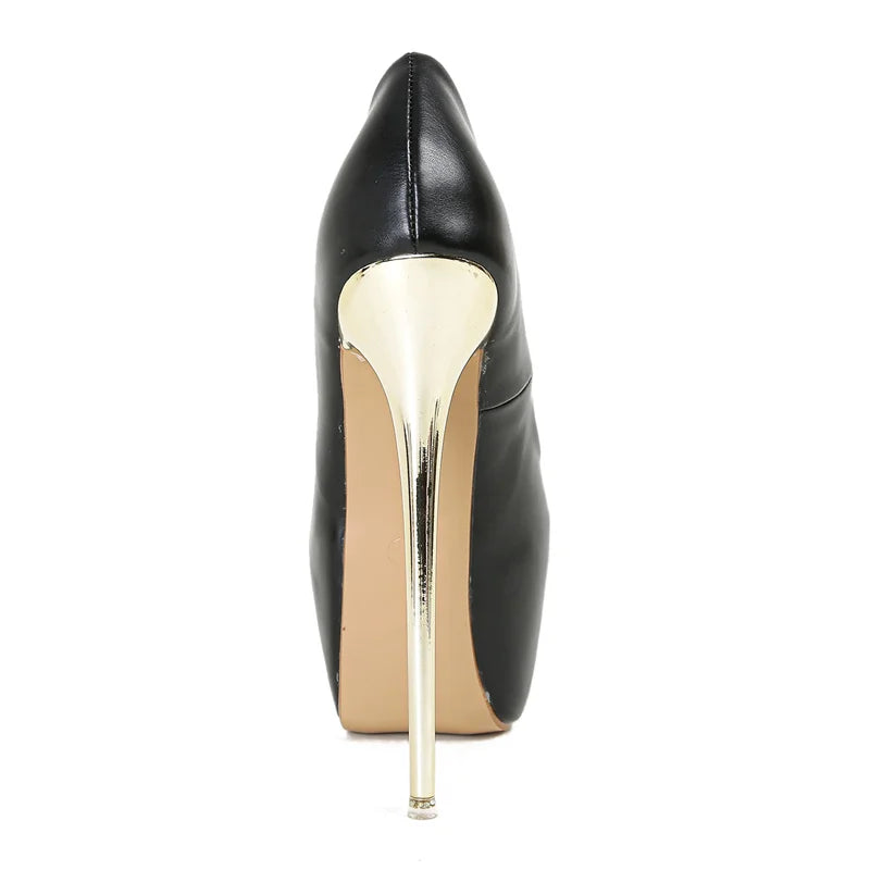 Liyke Elegant Women Wedding Banquet Shoes Pink PU Leather Platform Pumps Shallow Round Toe Extreme High Heels Stilettos Mujer