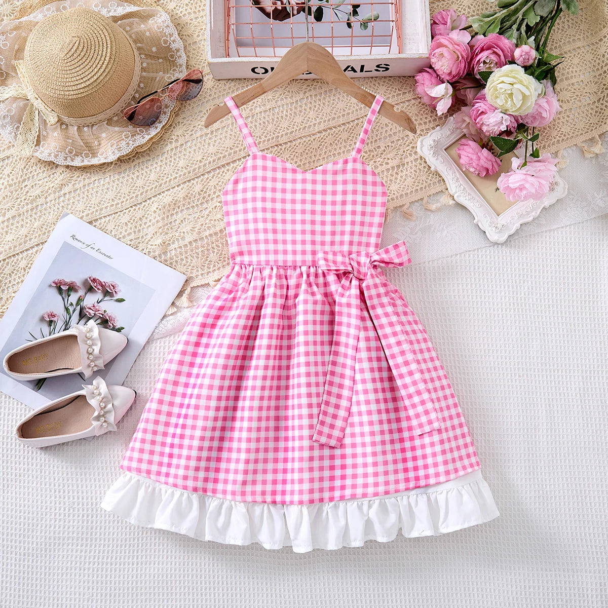 Summer Girl Dress Pink Stripe Suspender Dress Casual Princess Vestidos 2-10Y Children Clothing Sweet Baby Daily Outfits Fashion