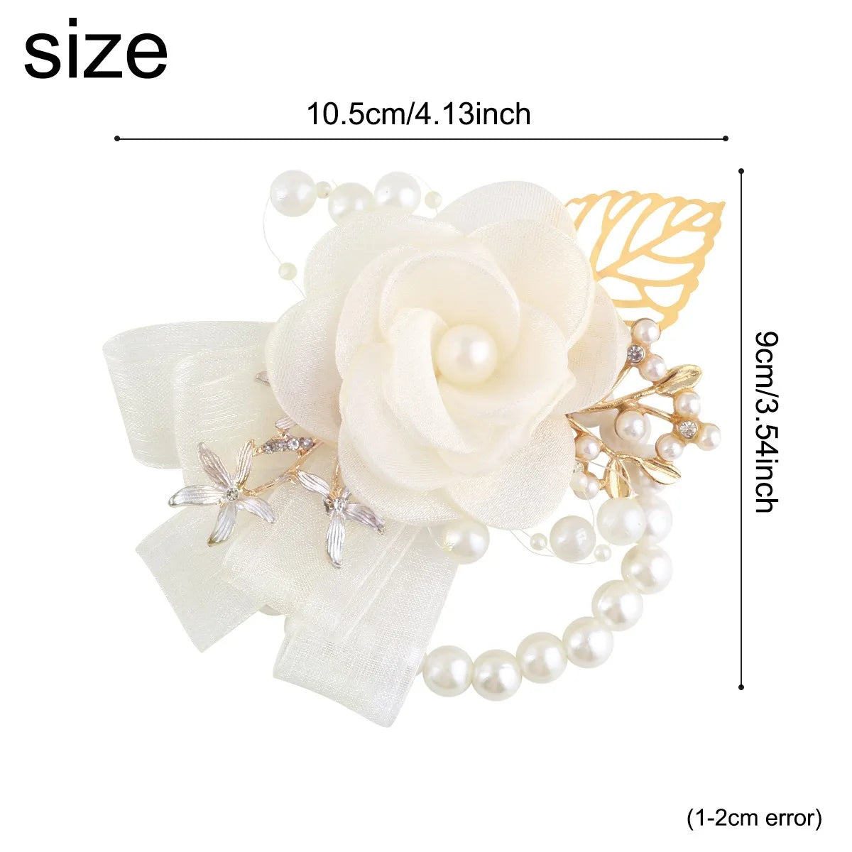 Artifical Rose Flowers Pearl Beaded Wrist Flower Ivory Flowers Bridesmaid Mensuit Marriage Wedding Accessories