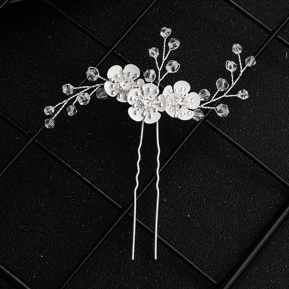 Fashion Pearl Rhinestone Flower Hair Pins barrette Bride Wedding Jewelry Accessories Hair Clips Headpiece For Women
