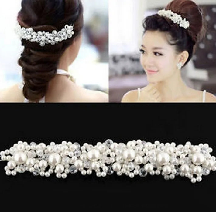 Bridal Bridesmaid Flower Girls Diamante Crystal Pearl Headband Rhinestone Wedding Prom Tiara Women Hair Accessories