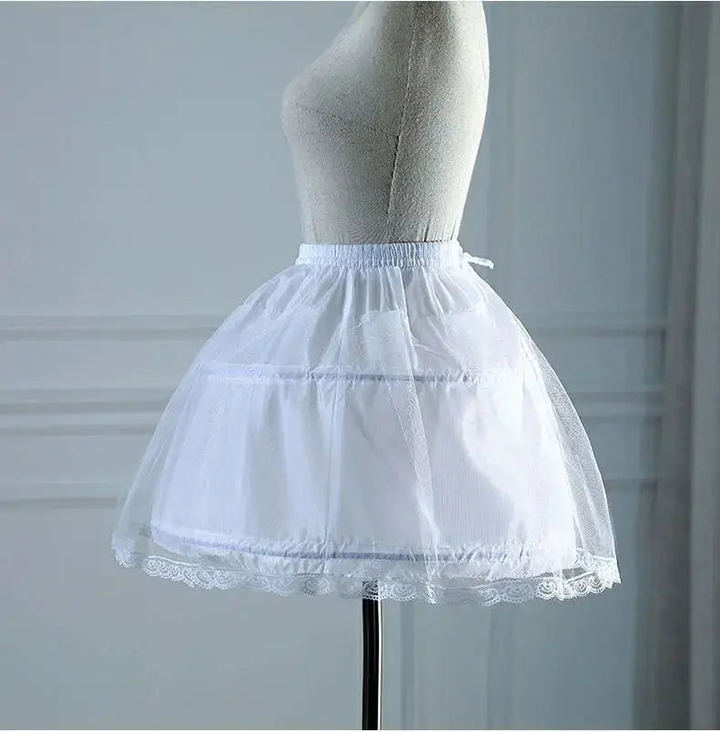 Girls Ruffled Short Petticoat with/no Hoop Solid Color Fluffy Bubble Tutu Skirt Puffy Half Slip Prom Crinoline Underskirt