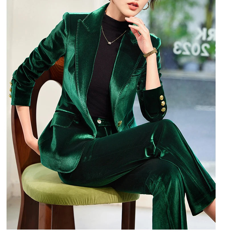 Yitimuceng 2025 New Fashion Office Women Two Piece Set of Fashionable Slim Fit Single Button Long Sleeved Women Long Pants Set