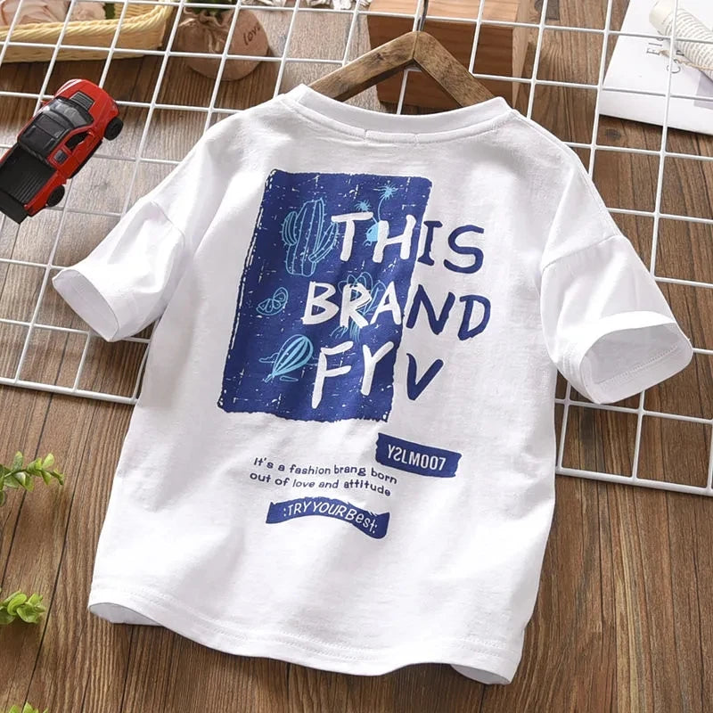 Boys Summer Clothing Set 2023 New Children's Cool Loose Fit Sportswear Korean Edition Baby Short Sleeve T-shirt 2 Pieces