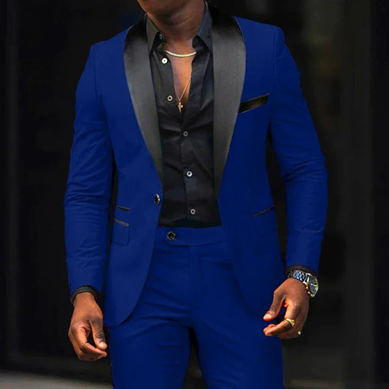 Men's Suit Jacket Autumn Slim Fit One Button Blazer Fashion New Formal England Male Dress Coat Trousers Pants 2 Pieces Set