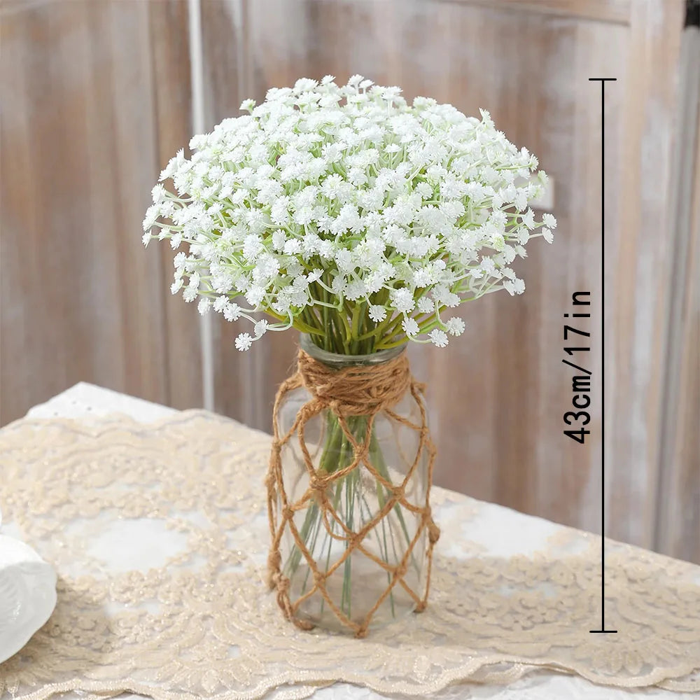 50pcs Artificial Baby's Breath Flowers Real Touch Gypsophila Suitable For Wedding Bride Engagement Home Ornament Room Decoration