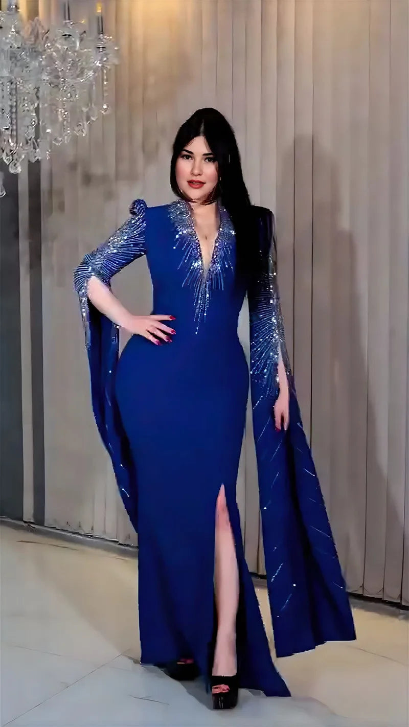 African Women Light Luxury Senior Sense Evening Dress Dubai Muslim High Quality Fashion Sequins Maxi Dresses Elegant Slim Abayas
