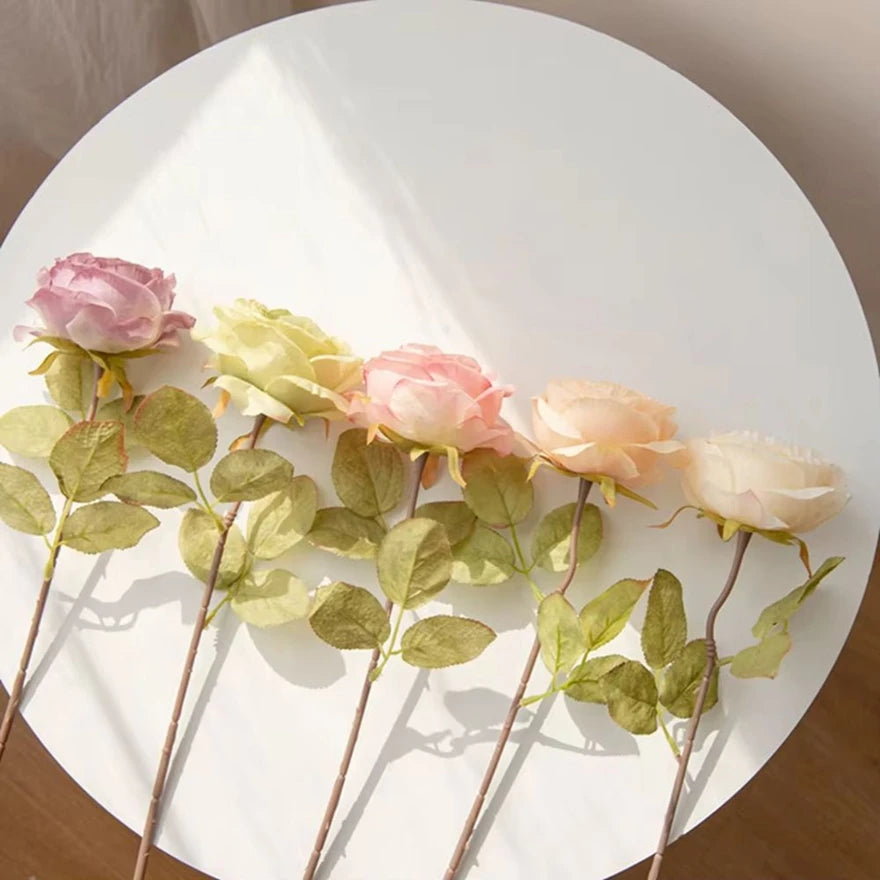 Artificialflower Caramel Rose High Quality Garden Courtyard Wedding Bride Bouquet Wreath Home Table Vase Festival Diy Gift Decor