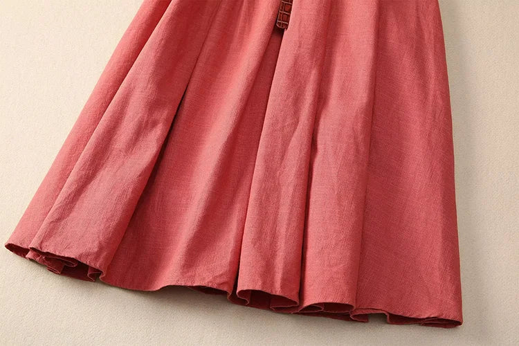 LD LINDA DELLA Elegant Commuter Solid Color Women's Dress Autumn Winter Turn-Down Collar Lace-UP linen long sleeves Dresses