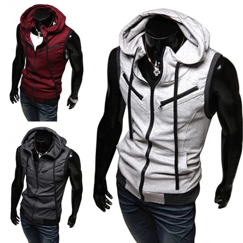 Men Summer Hooded Zipper Vest Mens Clothes Camouflage Tank Top Fitness Sweatshirt Sportswear Clothing Sleeveless Tanktop