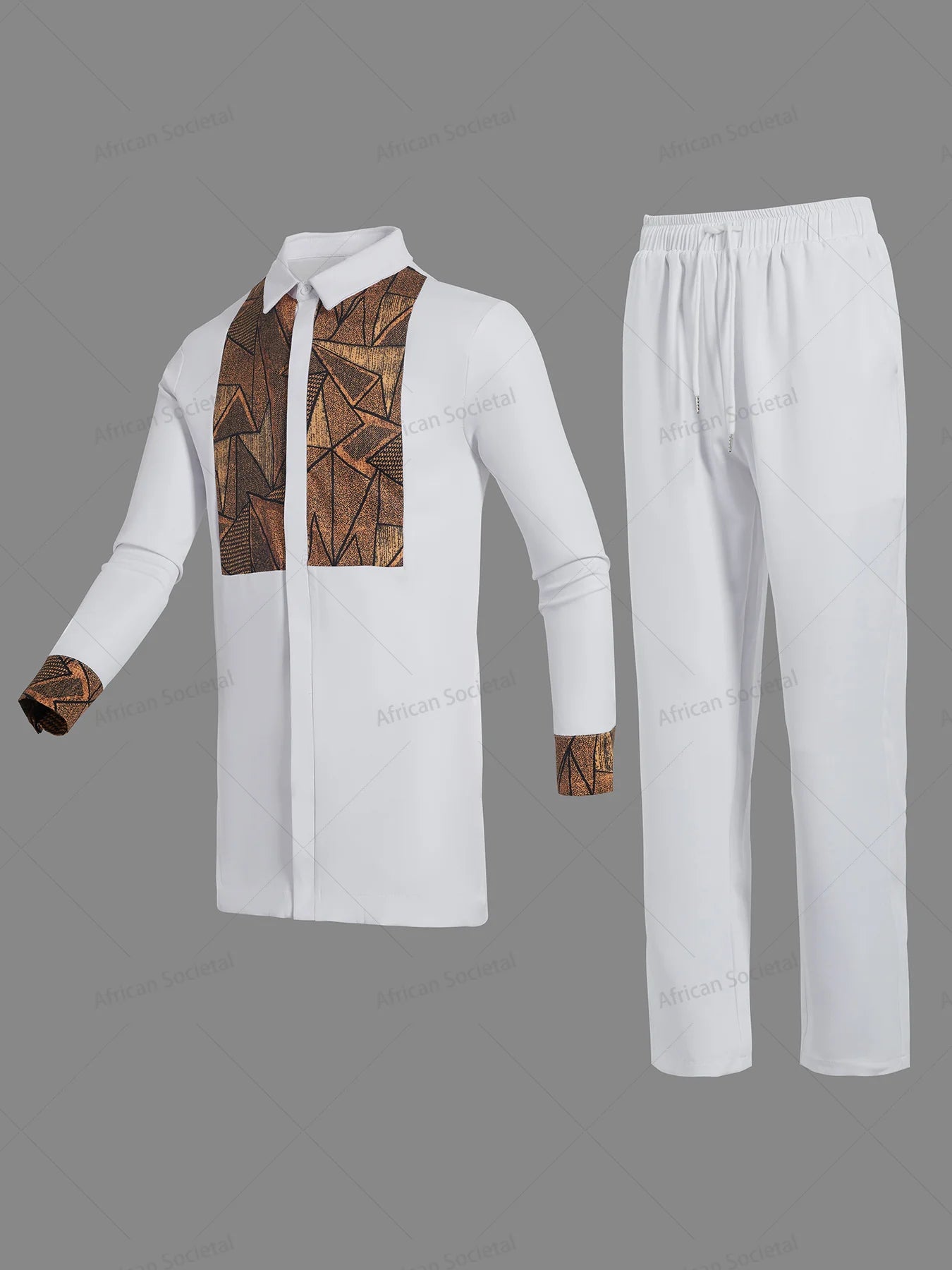 African Traditional Men's Clothing 2Pc Luxury Elegant Full Suits Male Pant Sets To Dress Native Outfit Ethnic Dashiki Kaftan
