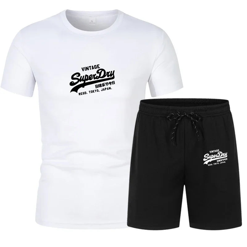 Men's summer sportswear tops, T-shirts, sports shorts, 2025 new T-shirt sets, quick-drying clothes