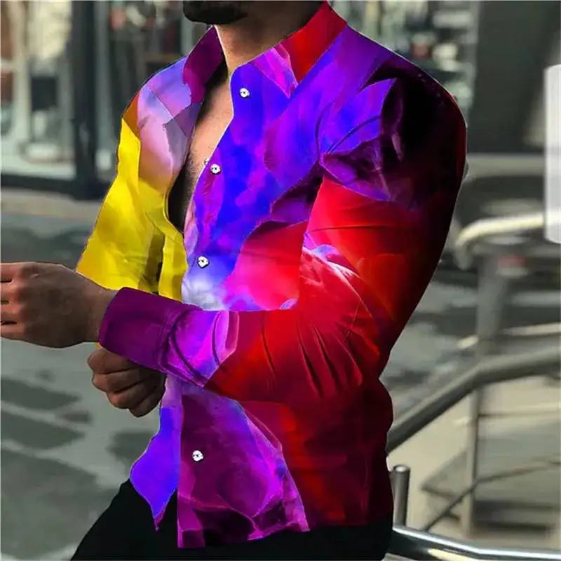 2023 Luxury Men's Shirt Floral Pattern Lapel Long Sleeve Shirt Outdoor Street Fashion Clothing Designer Casual High Quality