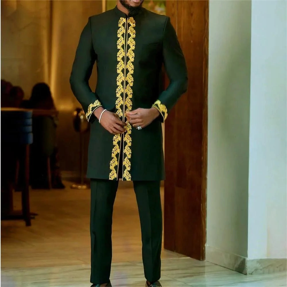 2025 new traditional men's suit luxury gentleman's shirt suit casual travel banquet men's two-piece set fashionable men's suit