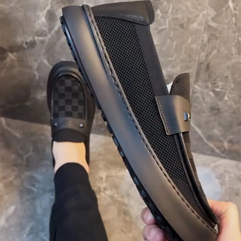 British Men Casual Lazy Shoes Business Slip On Bean Shoes Male Flat Shoes Platform Dress Man Leather Shoe Summer Autumn Loafers