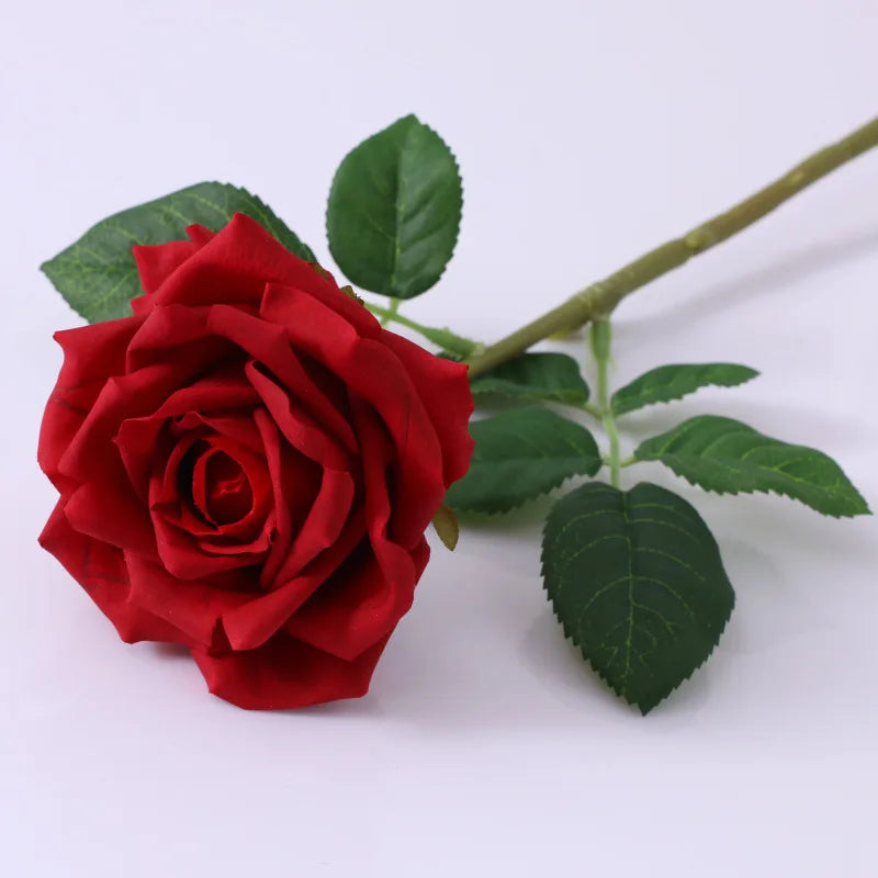 High-quality Simulation True Touch Curling Roses Artificial Flower Bridal Bouquet Wedding Home Decoration Valentine's Day Gift