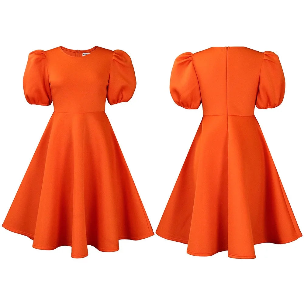 Elegant Party Dresses for Women O Neck Short Sleeve High Waisted A Line Pleated Mid Calf Luxury Birthday Dinner Vestidos Mujer