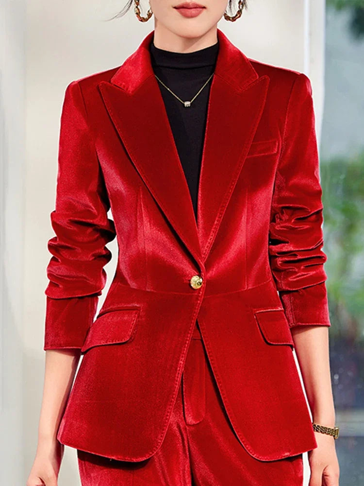 Yitimuceng 2025 New Fashion Office Women Two Piece Set of Fashionable Slim Fit Single Button Long Sleeved Women Long Pants Set