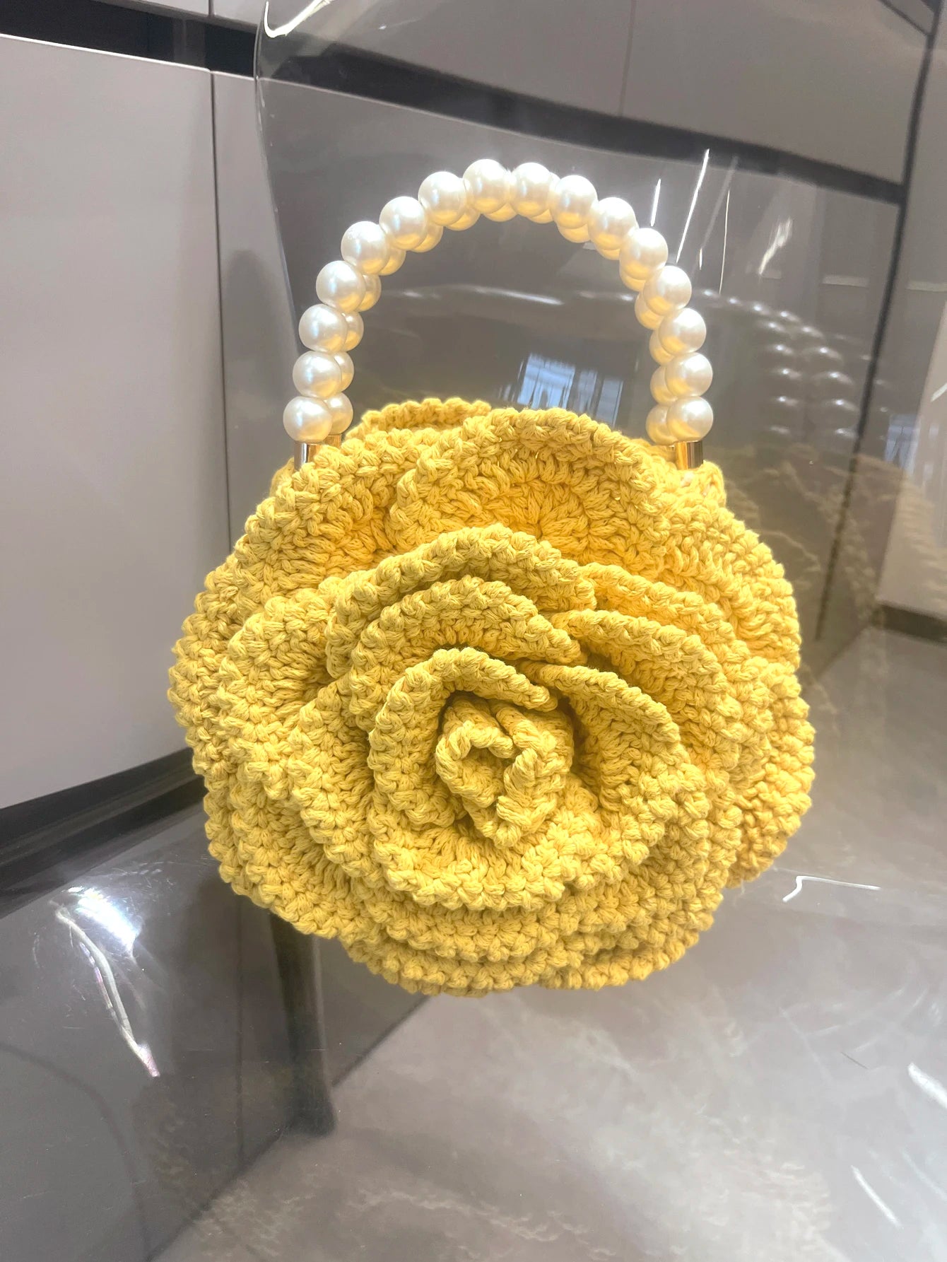 handmade Crochet flower shape Evening clutch Bag Purses and handbag luxury Designer banquet bag Women's bag