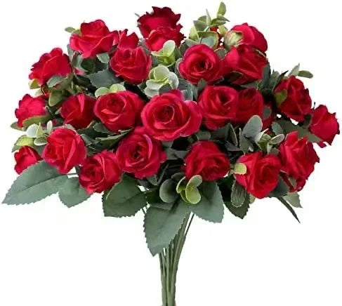 10 Heads Artificial Flower Silk Rose white Eucalyptus leaves Peony Bouquet Fake Flower for Wedding Table Party Vase Home Decor