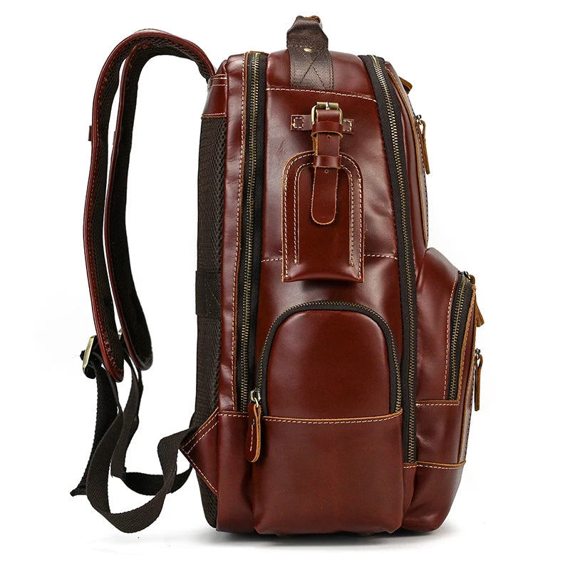 Newsbirds men's leather backpack retro luxury fashion style bagpack travel bag backpack school bag for man leather daypack men
