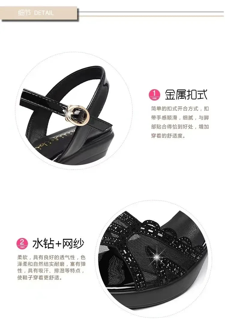 New Platform Sandals Women's Wedding Shoes 2024 Summer New Elegant Leather High Heel Sandals Women's Office Sandals Heels Pumps
